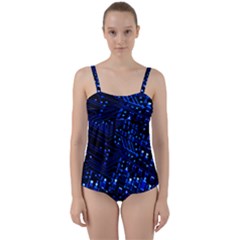 Blue Circuit Technology Image Twist Front Tankini Set by BangZart