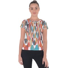 Colorful Geometric Abstract Short Sleeve Sports Top  by linceazul