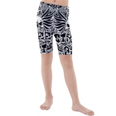 Tattoo Tribal Street Art Kids  Mid Length Swim Shorts by Valentinaart