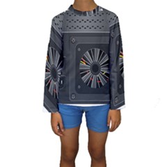 Special Black Power Supply Computer Kids  Long Sleeve Swimwear by BangZart