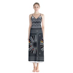 Special Black Power Supply Computer Button Up Chiffon Maxi Dress by BangZart