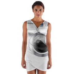 White Washing Machine Wrap Front Bodycon Dress by BangZart