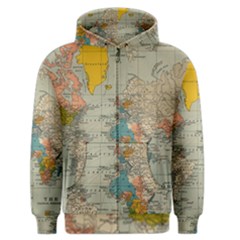 Vintage World Map Men s Zipper Hoodie by BangZart