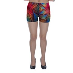 Vintage Colors Flower Petals Spiral Abstract Skinny Shorts by BangZart