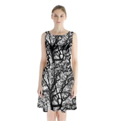 Tree Fractal Sleeveless Waist Tie Chiffon Dress by BangZart