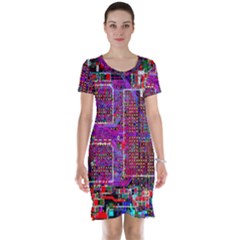 Technology Circuit Board Layout Pattern Short Sleeve Nightdress by BangZart