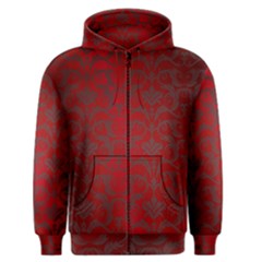 Red Dark Vintage Pattern Men s Zipper Hoodie by BangZart