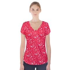 Heart Pattern Short Sleeve Front Detail Top by BangZart