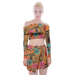 Colorful The Beautiful Of Art Indonesian Batik Pattern(1) Off Shoulder Top With Skirt Set by BangZart