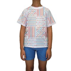 Simple Saturated Pattern Kids  Short Sleeve Swimwear by linceazul