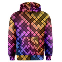 Abstract Small Block Pattern Men s Zipper Hoodie by BangZart