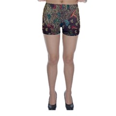 Art Traditional Flower  Batik Pattern Skinny Shorts by BangZart