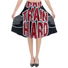 Train Hard Flared Midi Skirt by Valentinaart