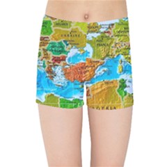 World Map Kids Sports Shorts by BangZart