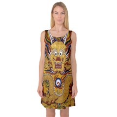 Chinese Dragon Pattern Sleeveless Satin Nightdress by BangZart