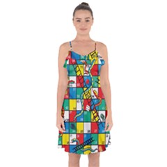 Snakes And Ladders Ruffle Detail Chiffon Dress by BangZart