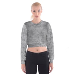 Embossed Rose Pattern Cropped Sweatshirt by BangZart