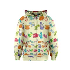 Group Of Funny Dinosaurs Graphic Kids  Zipper Hoodie by BangZart