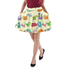 Group Of Funny Dinosaurs Graphic A-line Pocket Skirt by BangZart