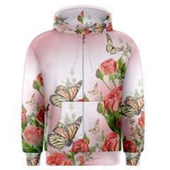 Flora Butterfly Roses Men s Zipper Hoodie by BangZart