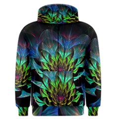 Fractal Flowers Abstract Petals Glitter Lights Art 3d Men s Zipper Hoodie by BangZart