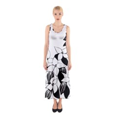 Ecological Floral Flowers Leaf Sleeveless Maxi Dress by Nexatart