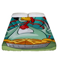 Pie Turkey Eating Fork Knife Hat Fitted Sheet (king Size) by Nexatart