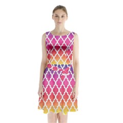 Colorful Rainbow Moroccan Pattern Sleeveless Waist Tie Chiffon Dress by BangZart