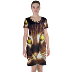 Cat Face Short Sleeve Nightdress by BangZart