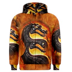 Dragon And Fire Men s Zipper Hoodie by BangZart