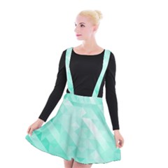 Bright Green Turquoise Geometric Background Suspender Skater Skirt by TastefulDesigns