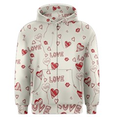 Pattern Hearts Kiss Love Lips Art Vector Men s Zipper Hoodie by BangZart