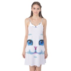 Cute White Cat Blue Eyes Face Camis Nightgown by BangZart