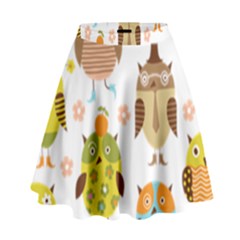 Cute Owls Pattern High Waist Skirt by BangZart