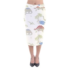 Dinosaur Art Pattern Velvet Midi Pencil Skirt by BangZart