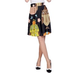 Cute Owls Pattern A-line Skirt by BangZart