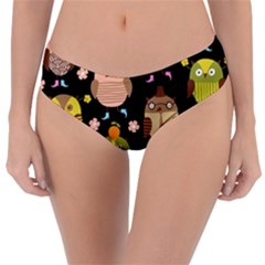 Cute Owls Pattern Reversible Classic Bikini Bottoms by BangZart