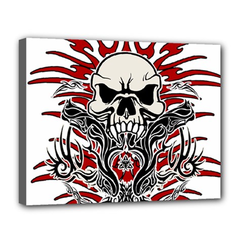 Skull Tribal Canvas 14  X 11  by Valentinaart