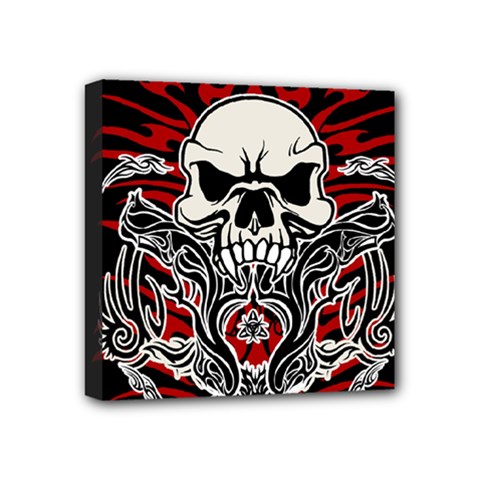 Skull Tribal Mini Canvas 4  X 4  by Valentinaart