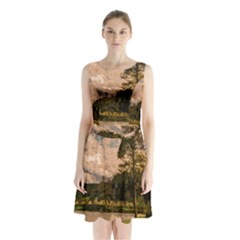 Landscape Sleeveless Waist Tie Chiffon Dress by Valentinaart