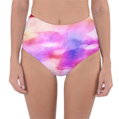 Colorful Abstract Pink And Purple Pattern Reversible High-waist Bikini Bottoms by paulaoliveiradesign