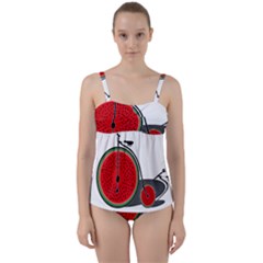 Watermelon Bicycle  Twist Front Tankini Set by Valentinaart