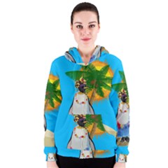 Tropical Penguin Women s Zipper Hoodie by Valentinaart