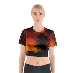 Landscape Cotton Crop Top by Valentinaart