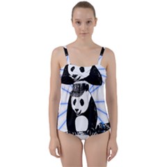 Deejay Panda Twist Front Tankini Set by Valentinaart