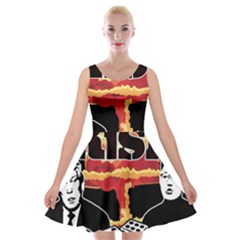 Nuclear Explosion Trump And Kim Jong Velvet Skater Dress by Valentinaart