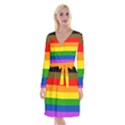 Philadelphia pride flag Long Sleeve Velvet Front Wrap Dress View1