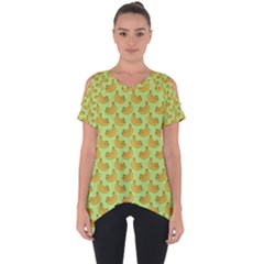 Green And Yellow Banana Bunch Pattern Cut Out Side Drop Tee by NorthernWhimsy