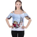 Christmas, Santa Claus With Reindeer Cutout Shoulder Tee View1