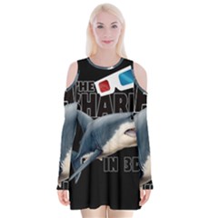 The Shark Movie Velvet Long Sleeve Shoulder Cutout Dress by Valentinaart